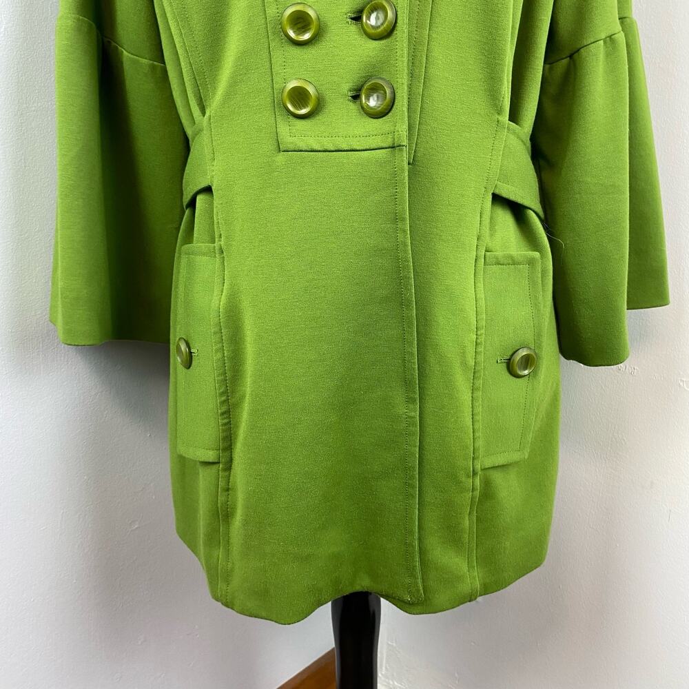 Sandro Green Double Breasted Button Bell Sleeve Coat Jacket Large - Picture 5 of 9